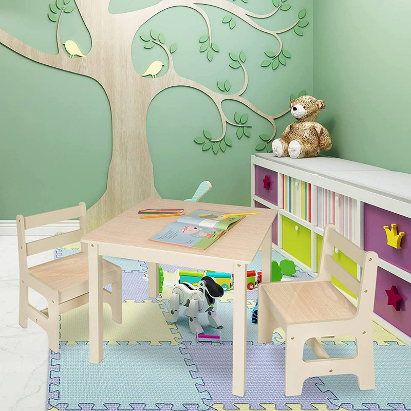 Laclede Kids 3 Piece Square Play Or Activity Table and Chair Set, Purple