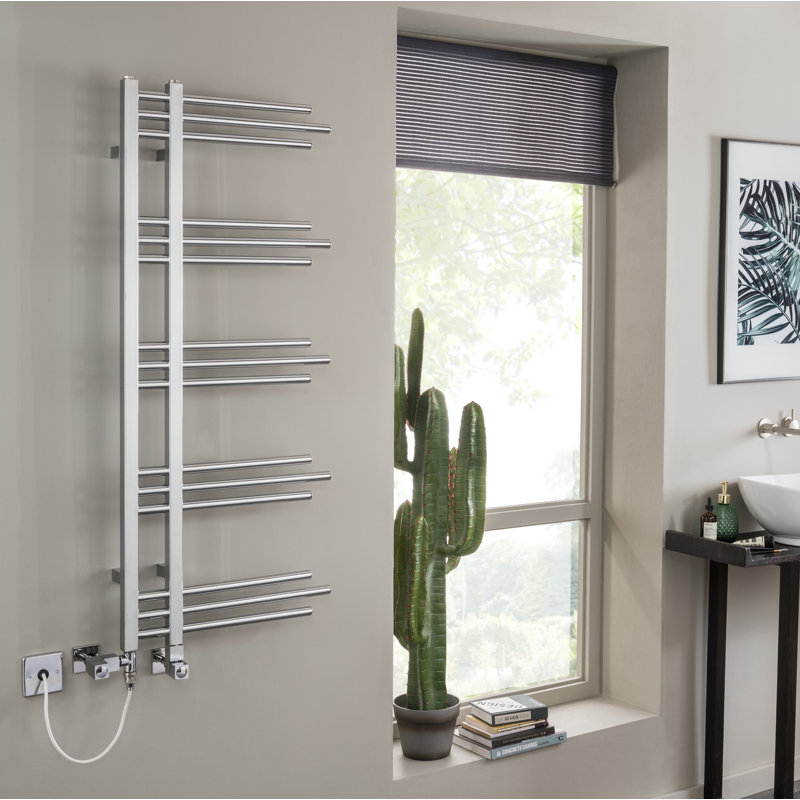 Kerri Contemporary Rail Heated Towel Rails, Electric, Chrome