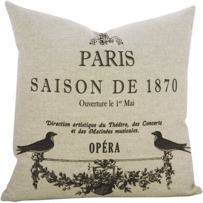 Paris Birds Linen Throw Pillow