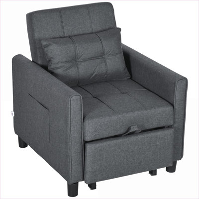 Convertible Sleeper Sofa, 3-in-1 Single Pull Out Bed for Small Spaces, Adjustable Backrest, Modern Slate Gray | Dark Grey | Polyester