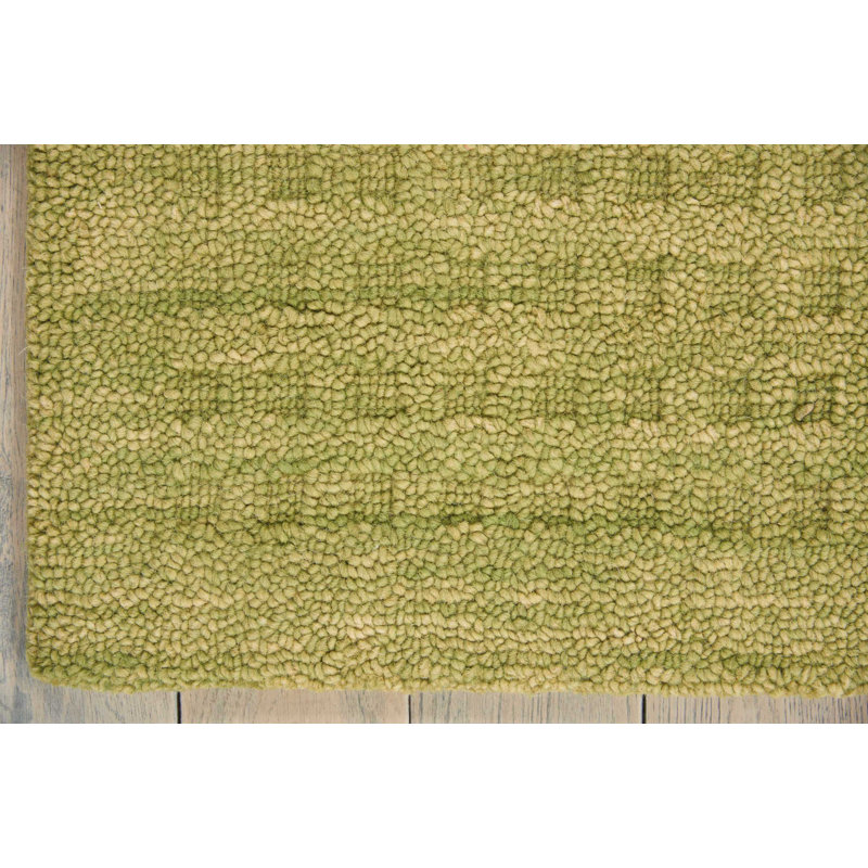 Tapis vert en laine tissé à la main Alnisha, Rectangle 8 pi x 10 pi 6 po