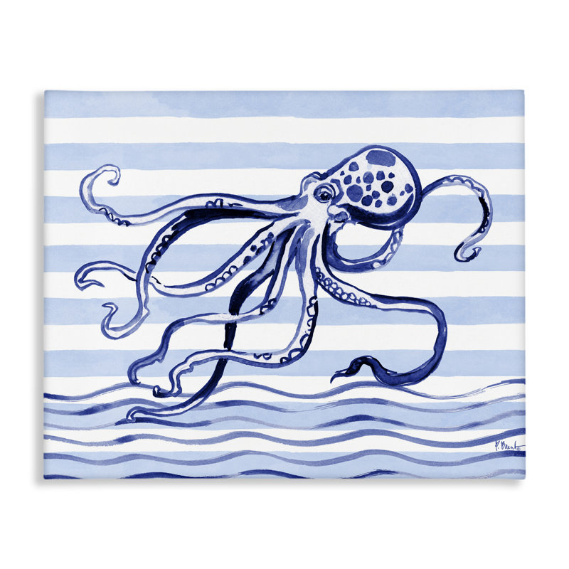 Toile indigo à coups de pinceau, design par Paul Brent, H 24 po x l 30 po