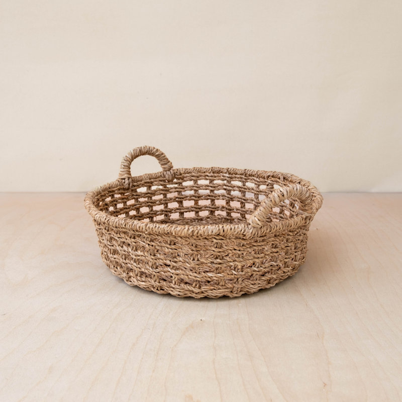 Open Weave Round Tray with Handles