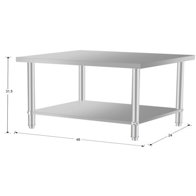 48 - Inch By 24 Stainless Steel Commercial Kitchen Work Table With Under Shelf For Restaurant And Home Spacious Width Surface, 31.5 Height Cooking 48''*24'' Build Food Preparation,