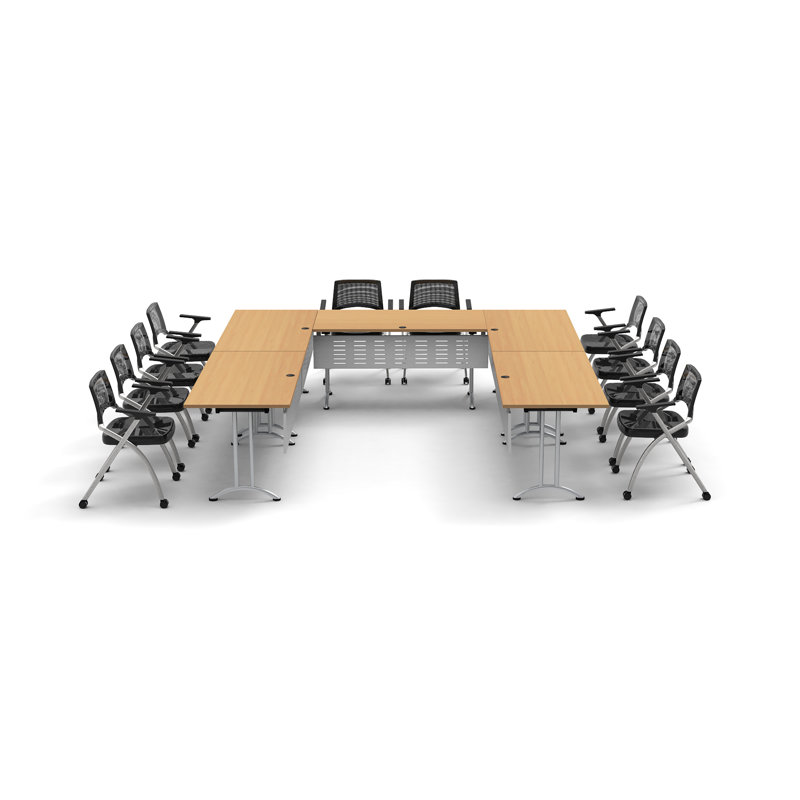 10 Person Training Meeting Seminar Tables with Modesty Panels and 10 Chairs Complete Set