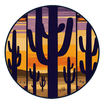  Tapis lavable Sunset Over Saguaro Southwestern