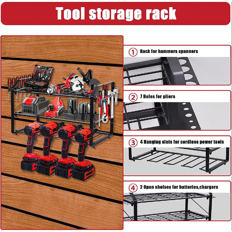 Power Tool Rack Electric Drill Holder Wall Mount Organizer Wrench
