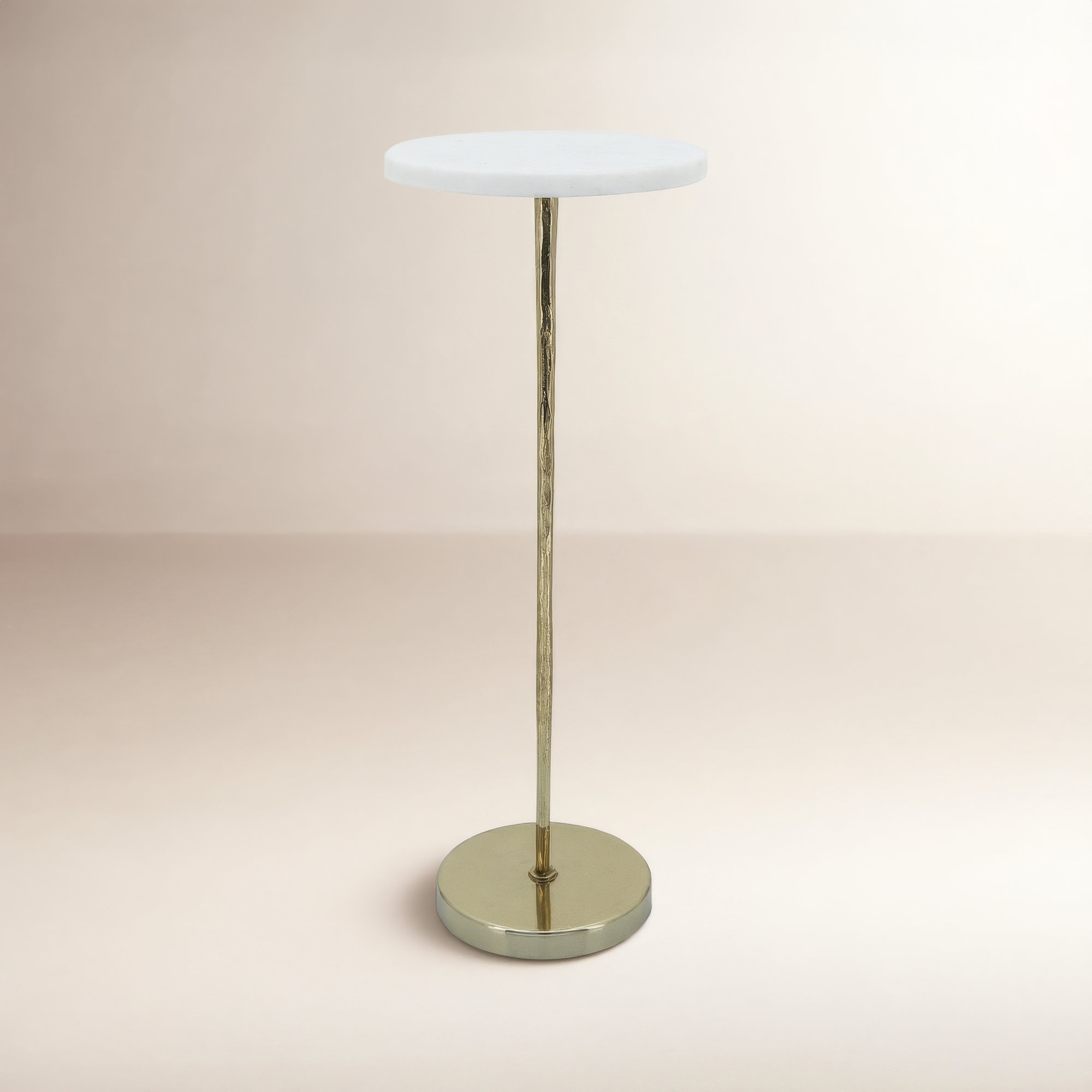 Metal and Marble 21"H Side Drink Table for Elegant and Functional Accent, Marble White/Gold