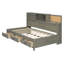 Lit de jour simple en bois avec 3 tiroirs de rangement, tablette souple supérieure, tablette et ensemble de prises et ports USB-3151026