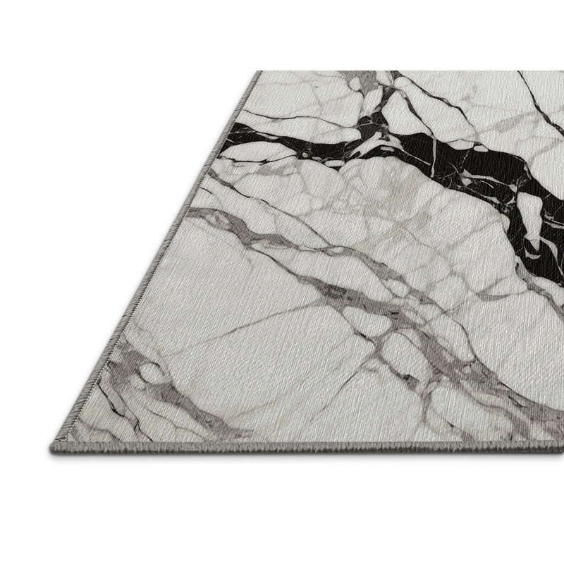 Machine Washable Gray Area Rug, Square 3'