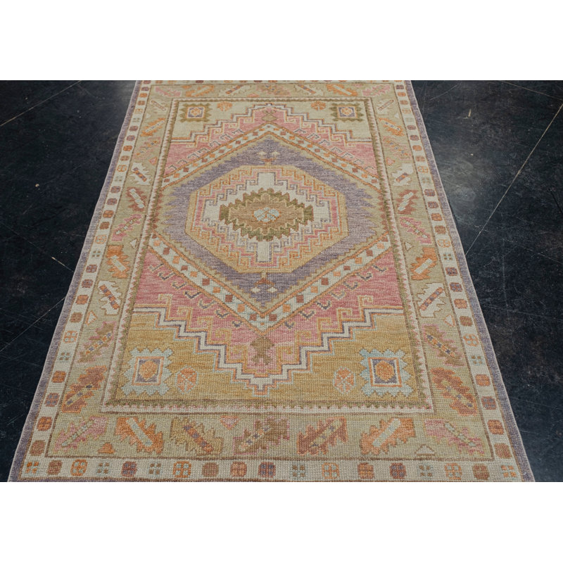 Tapis turc Oushak fait à la main 4 pi x 5 pi 11 po