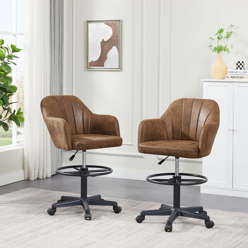 Tabouret pivotant à hauteur réglable Bhavjot, Brun