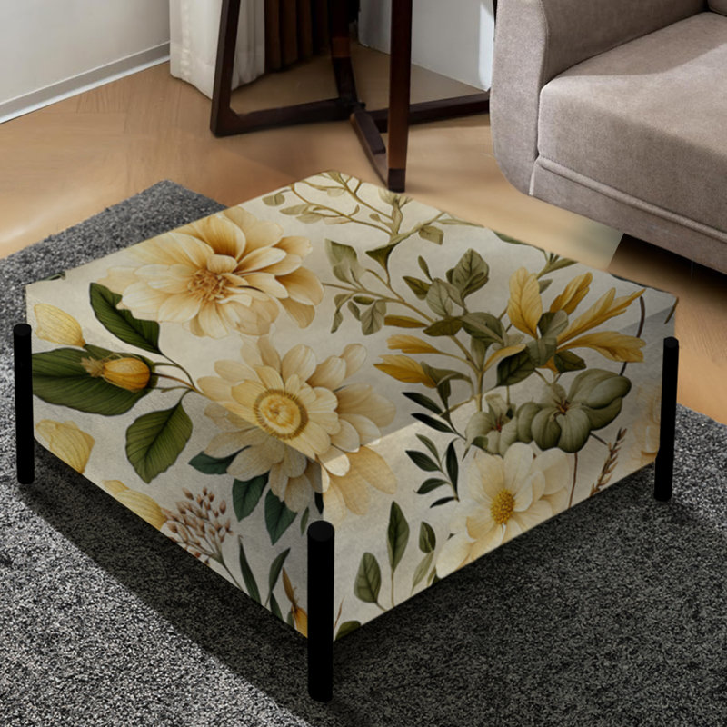 Motif floral Boho Wanderlust - grand repose-pieds carré botanique