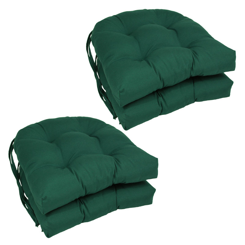 Outdoor 3.5'' Dining Chair Seat Cushion, Forrest Green Velvet