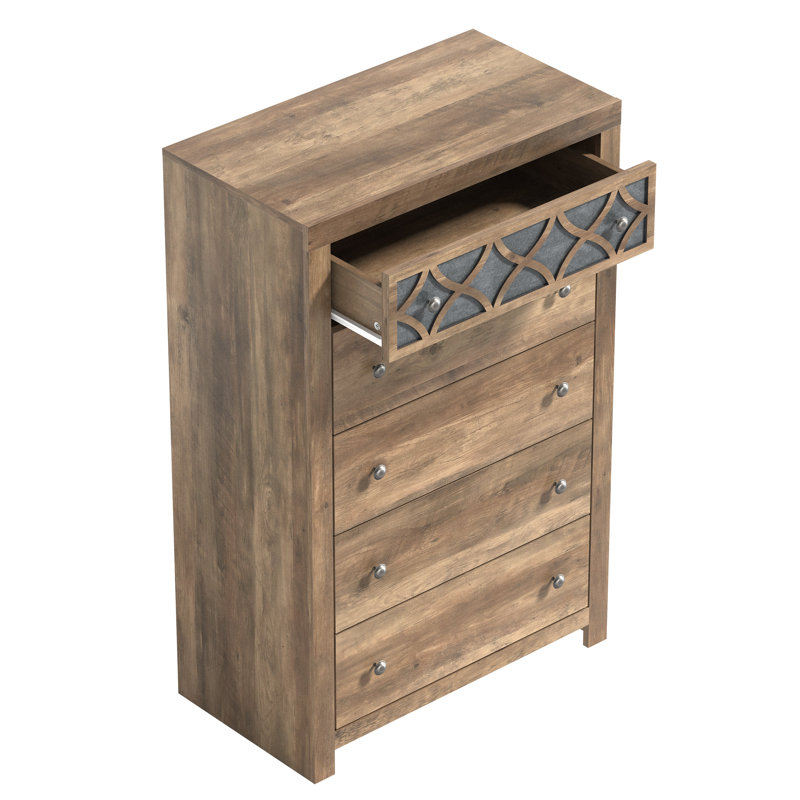 Julric 5 Drawer Dresser, Knotty Oak/Gray Stone