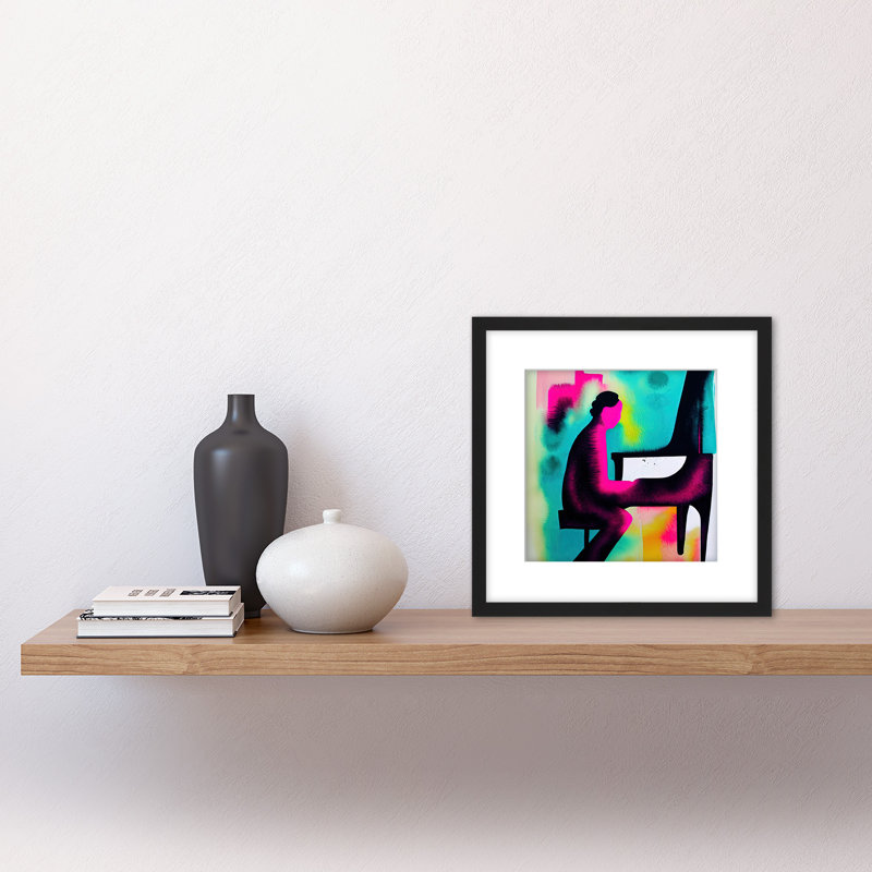 Abstract Watercolour Jazz Piano Bar Pianist 1 Piece Single Picture Frame Painting