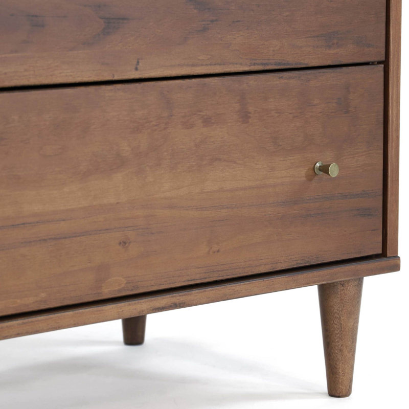 Mid Century 6-Drawer Dresser, Brushed Walnut