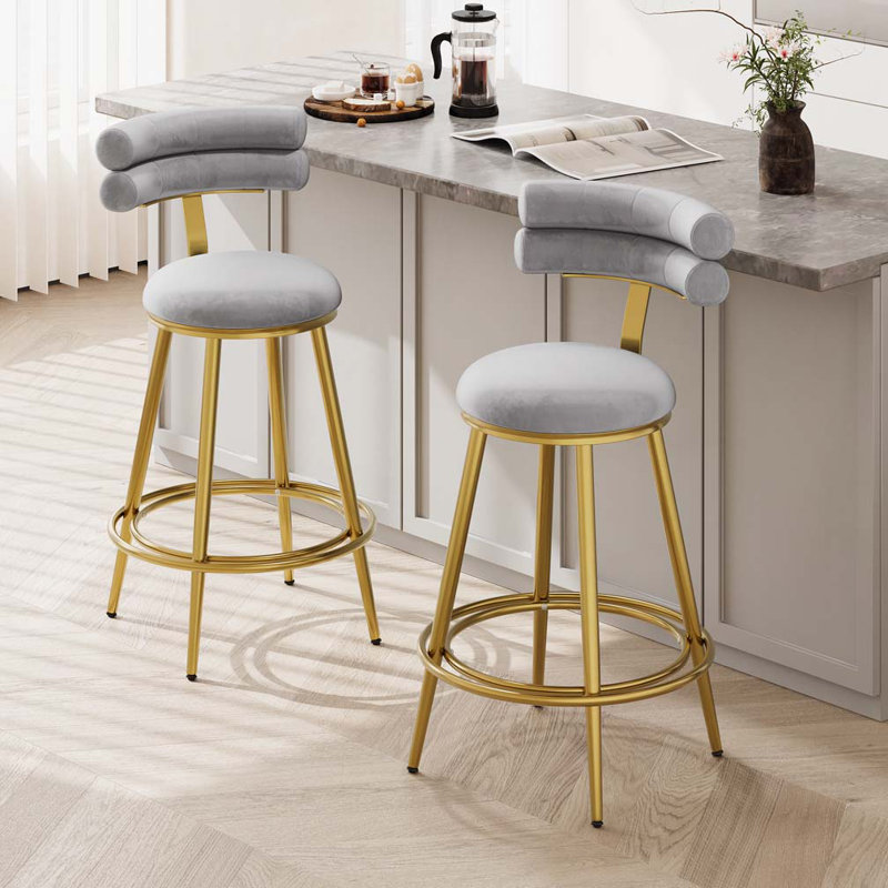 Upholstered Barstools, Dark Gray