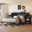 Lit escamotable moderne avec tiroirs de rangement et tablettes Dyreng