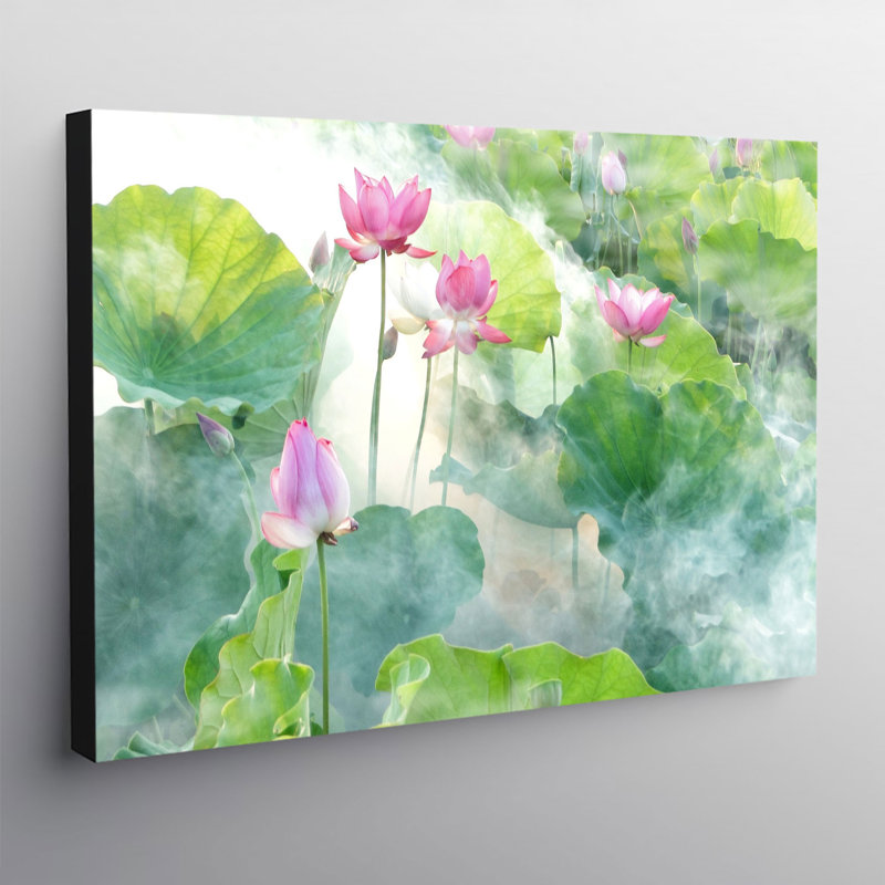 Lotus Flower, Summer, Canvas, Wall Art, Framed Print - Wrapped Canvas Print, 41cm H x 61cm W