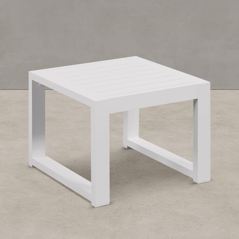 Table de bout d'extérieur en aluminium 20,48 po Hoyt, Blanc neige