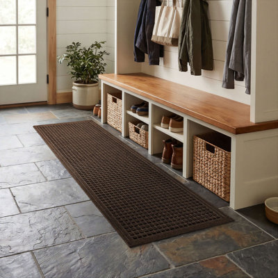 Waffle Grid Impressions High/Low Pile Durable Non-Slip Rubber Backed Indoor/Outdoor Doormat, 2' x 6'