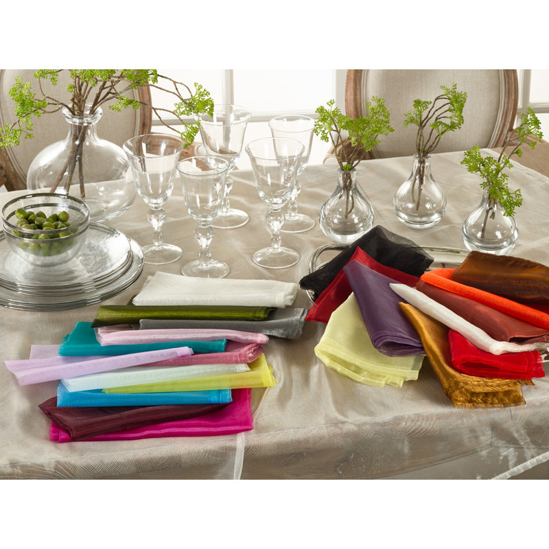 Elegant Sheer Organza Cloth Napkins 20" W X 20"l, Set Of 12, Burgundy