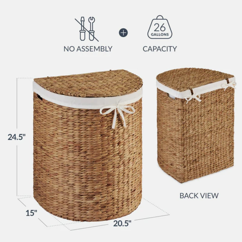 Half Moon Round Laundry Hamper, Chestnut
