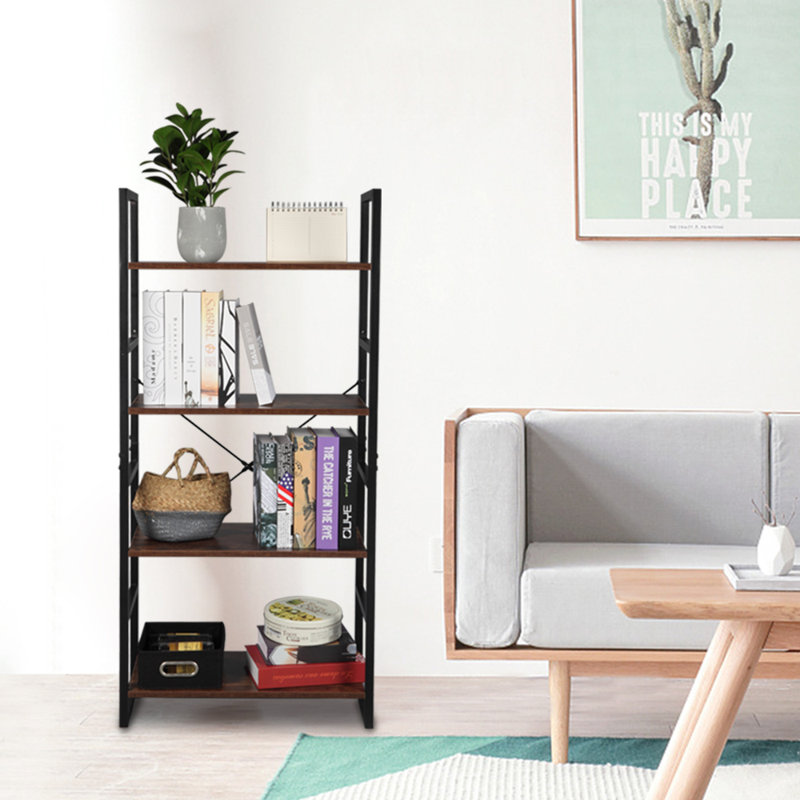 Iesha 128cm H x 30cm W Steel Ladder Bookcase