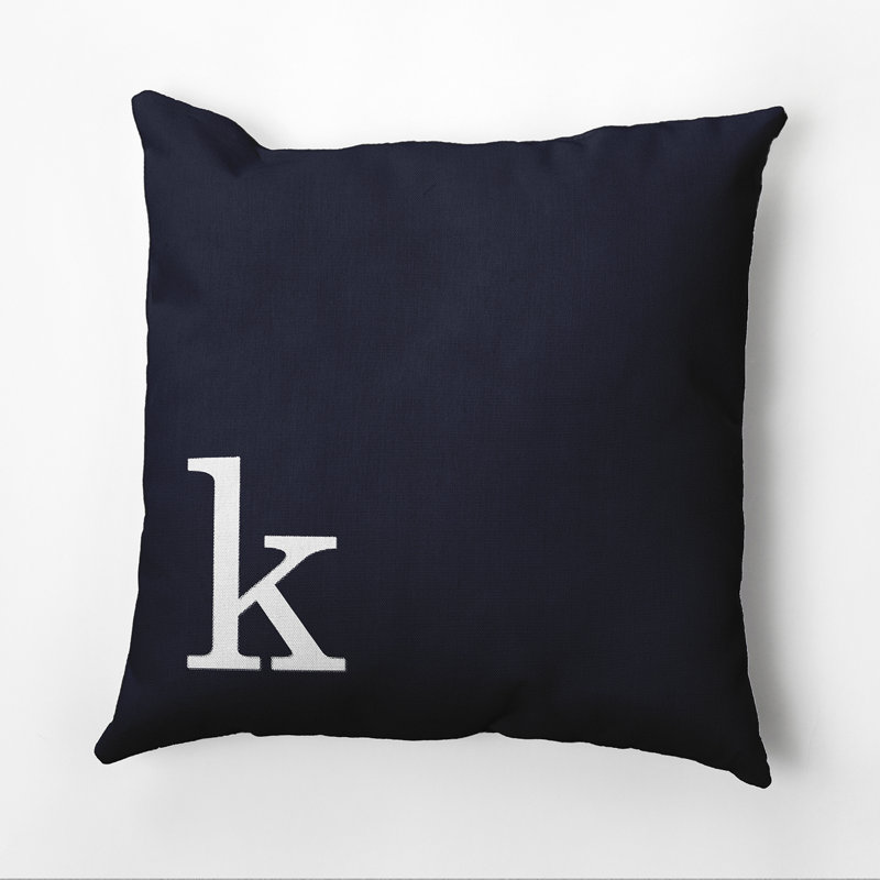 Reversible Throw Pillow, Navy Blue and White, 18" H x 18" W x 2" D, K