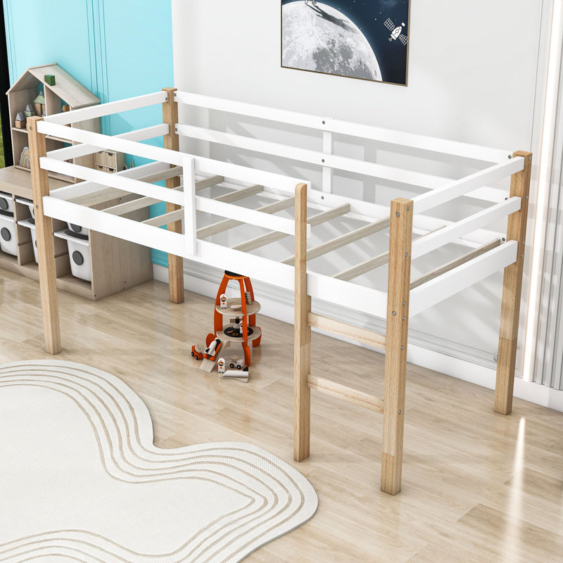Lit mezzanine simple en bois avec lattes