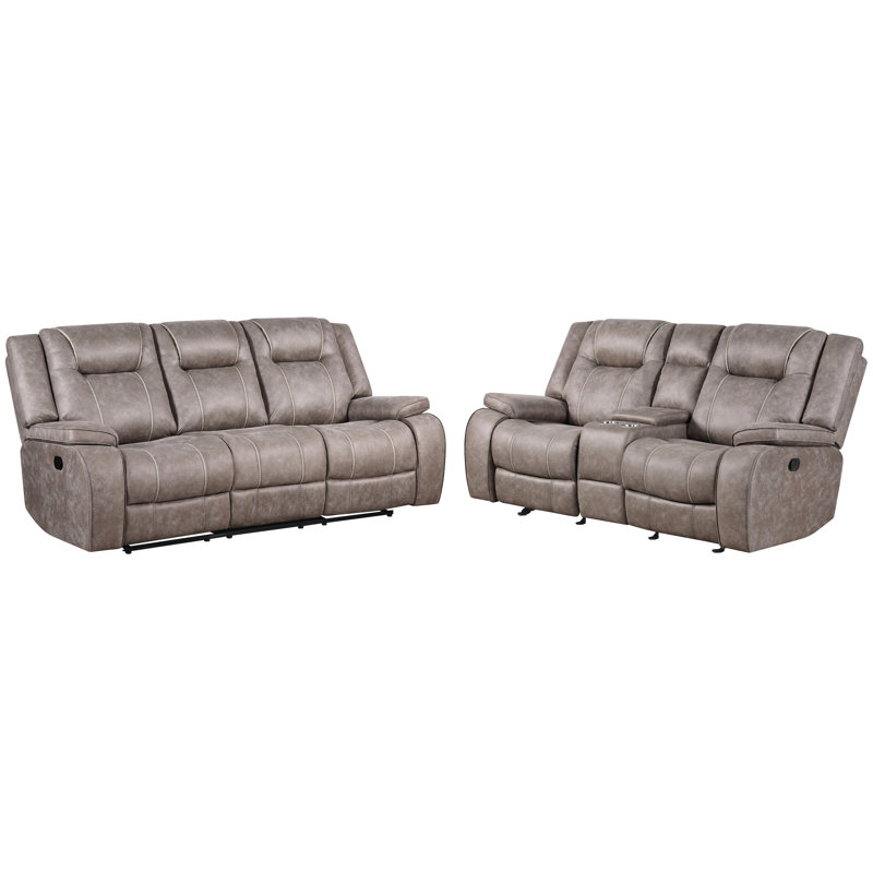 Canapé inclinable manuel et causeuse, 3 Pieces: Sofa, 2 Recliners