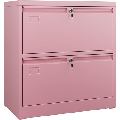 2 Drawer Lateral File Cabinet, Lockable Metal Filing Cabinet With Name Card, Suitable For Home Office School Hanging Files Letter/legal/f4/a4 Size,req by Latitude Run