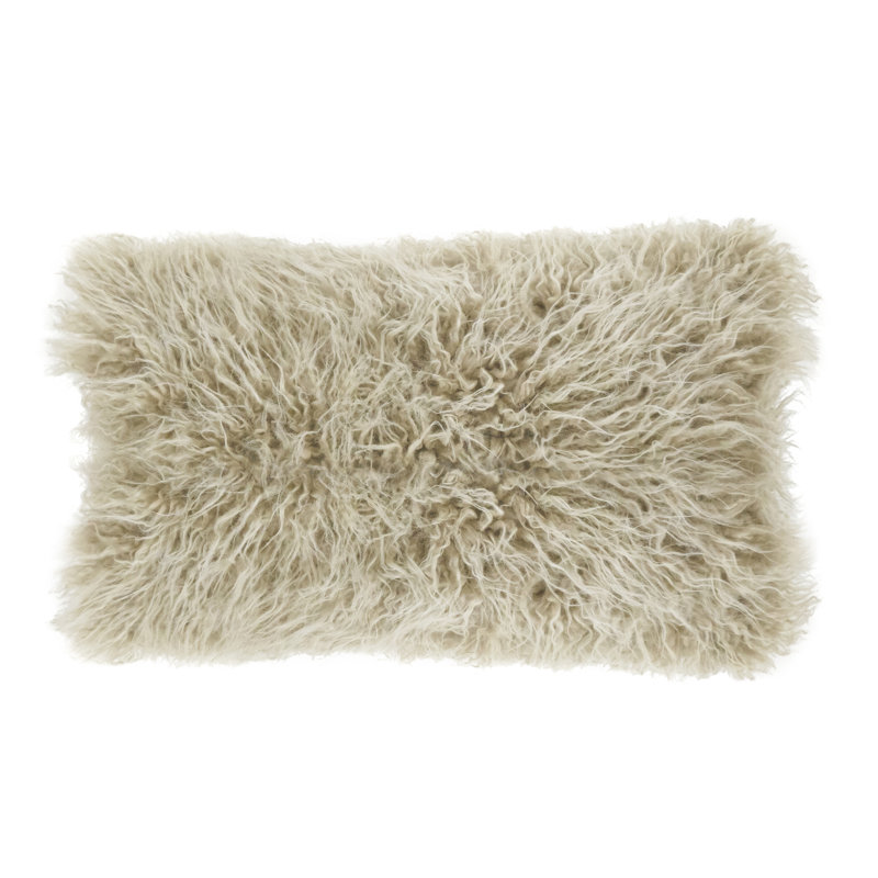 Housse et insert de coussin en fausse fourrure Andrimont, Gruau, H 12 po x l 20 po