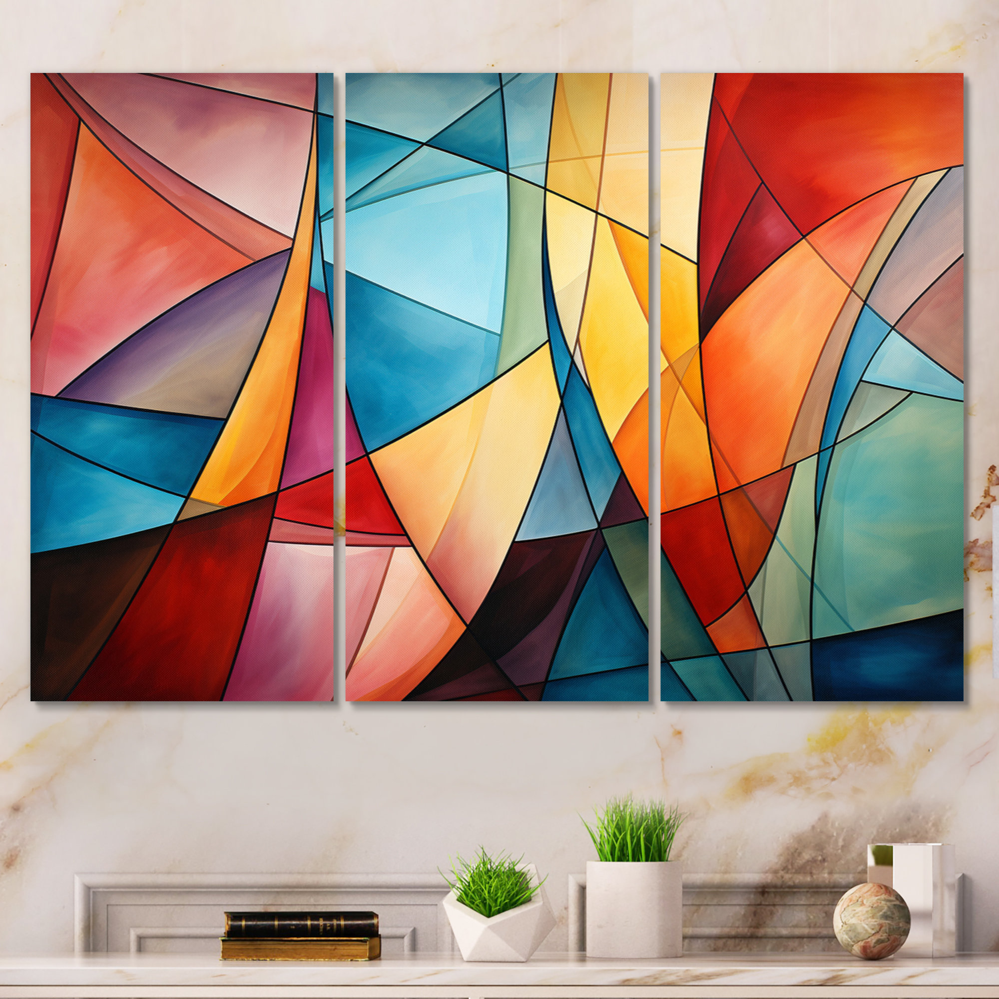 Ivy Bronx Cubism Rainbow Forms III - Cubism Metal Wall Decor Set | Wayfair