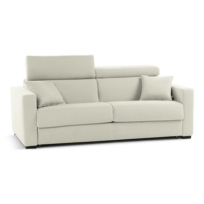 Canapé-lit en cuir véritable de qualité supérieure Bellinda de 81 po avec matelas en mousse à mémoire de forme et appui-tête réglable à cliquet