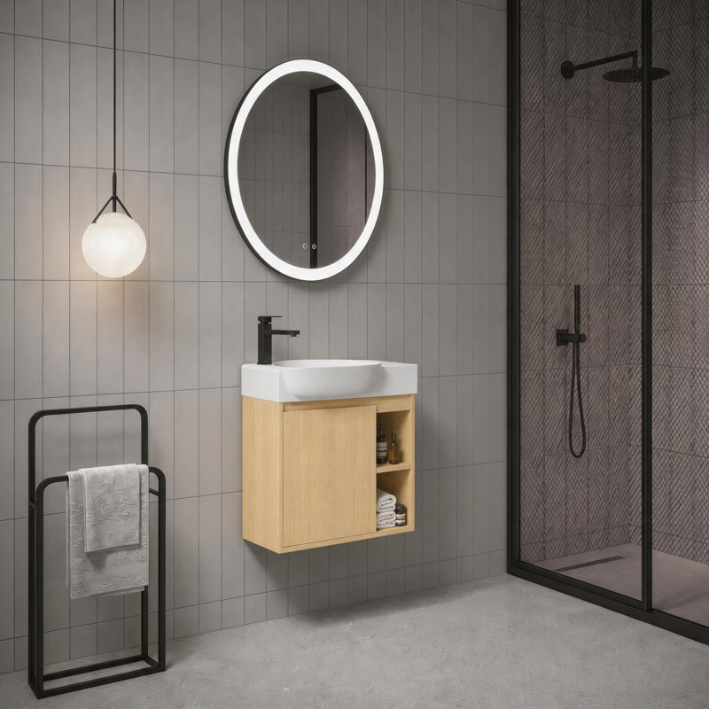 Meuble-lavabo flottant 26 po Slimbay, Chêne clair, 26"