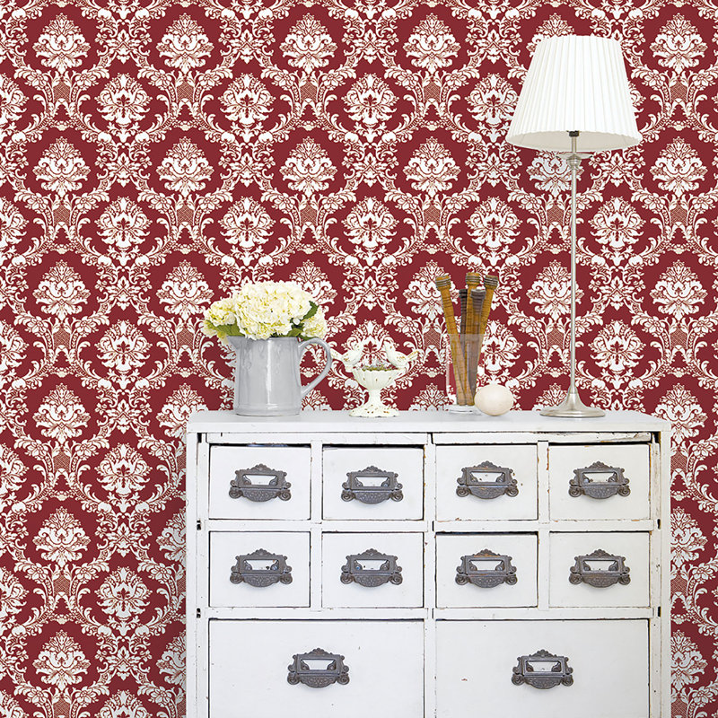 Positano 10m x 52.8cm Matte Wallpaper Roll, Red/White