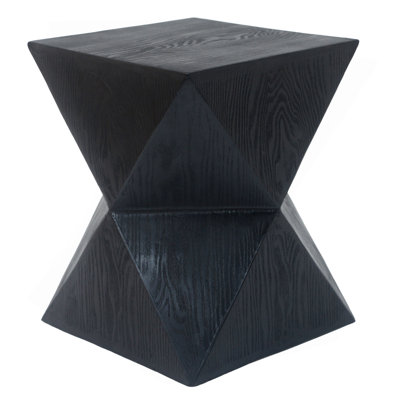 14.25" Prismatic Symmetry Concrete Side Table With Smooth Wood Grain Texture And Modern Prismatic Shape – Weather-Resistant Accent For Patio, Garden, Or Balcony