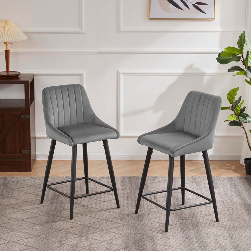 Tabouret de bar à hauteur de comptoir 24 po Scheel, Gris