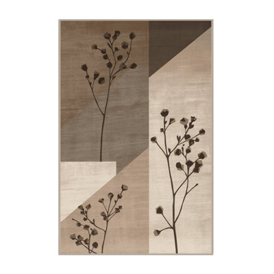 Tapis à motif géométrique beige lavable à la machine Parrilla Thym