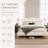  Queen Size French Retro Wingback Bed Frame, Teddy Fabric Upholstered, Sturdy Slat Support, No Box Spring Needed, Easy Assembly, Beige-1469637796-1469637850