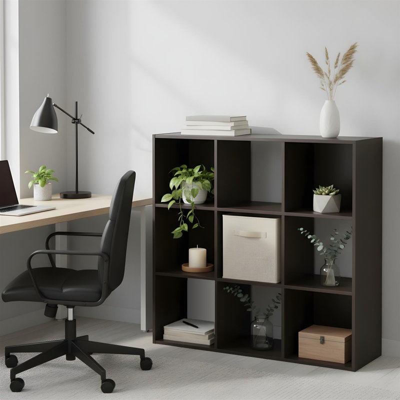 Pelli Cubic Storage Cabinet 3x3 Configuration Espresso Cube Organizer with Doors