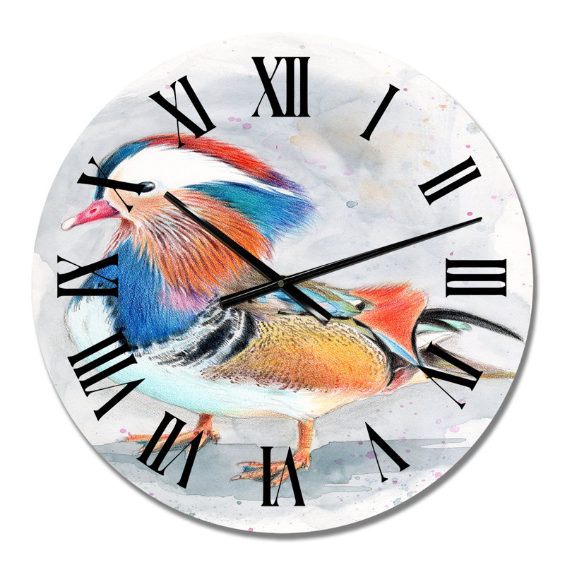 Colourful Mandarin Duck - Traditional Wall Clock, Medium