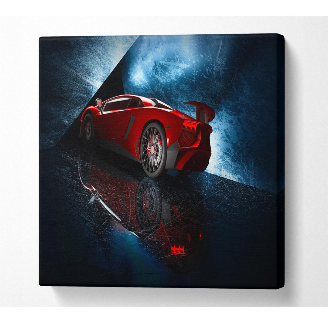 Red Supercar Stanced - Kunstdrucke auf Leinwand