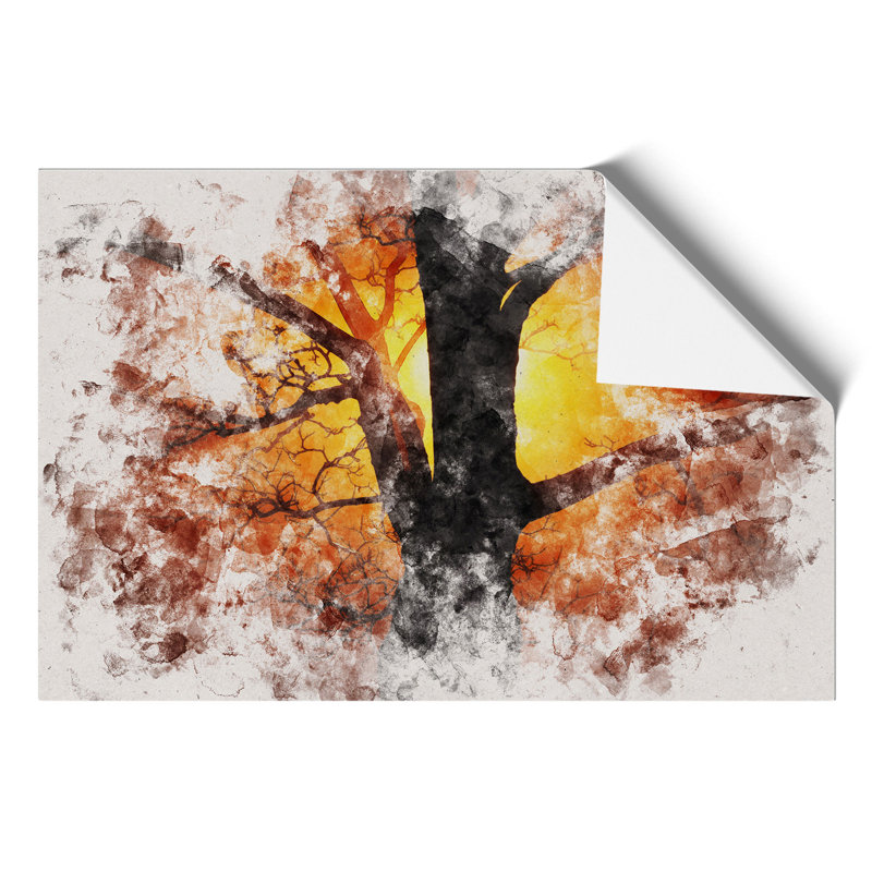 Tree at Sunset Watercolour - Frameless Print, 42cm H x 59cm W x 0.1cm D