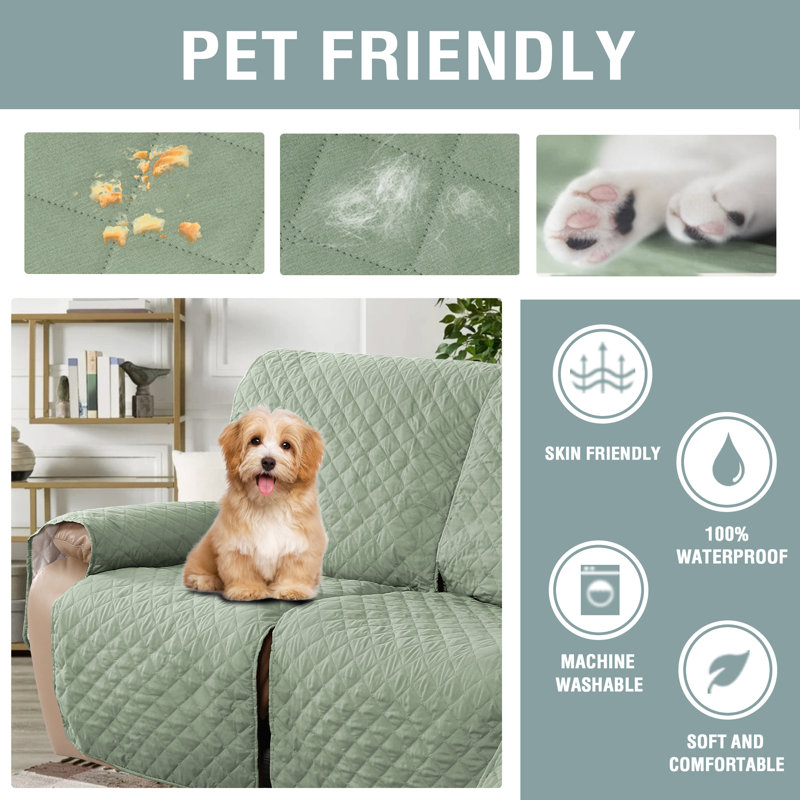 100% Waterproof Microfiber Fabric Slipcover Machine Washable, Sage Microfiber