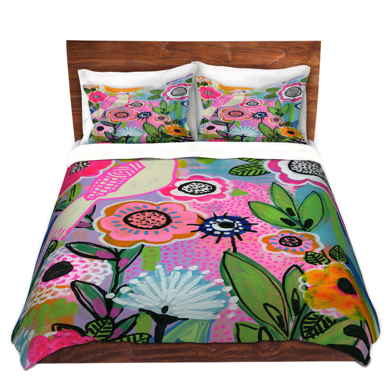 Ensemble de housse de couette à oiseau beauté, 1 housse + 2 taies très grand lit