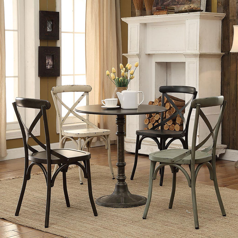 Leandra Round Metal Base Dining Table, 30" H x 30" L x 30" W