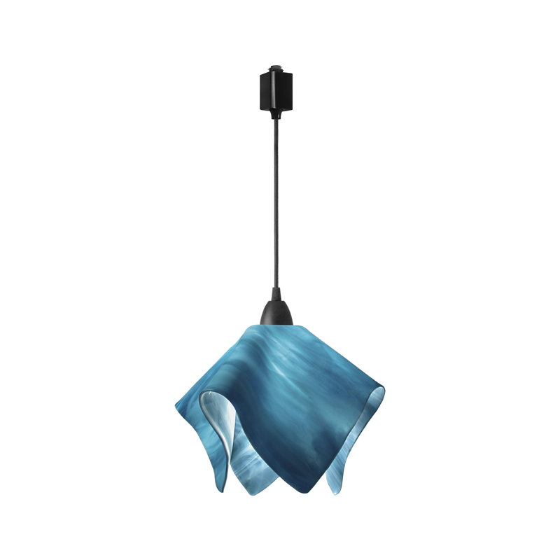 Luminaire suspendu 1 lumières flamme Dale, Grand, Noir, Bleu ciel